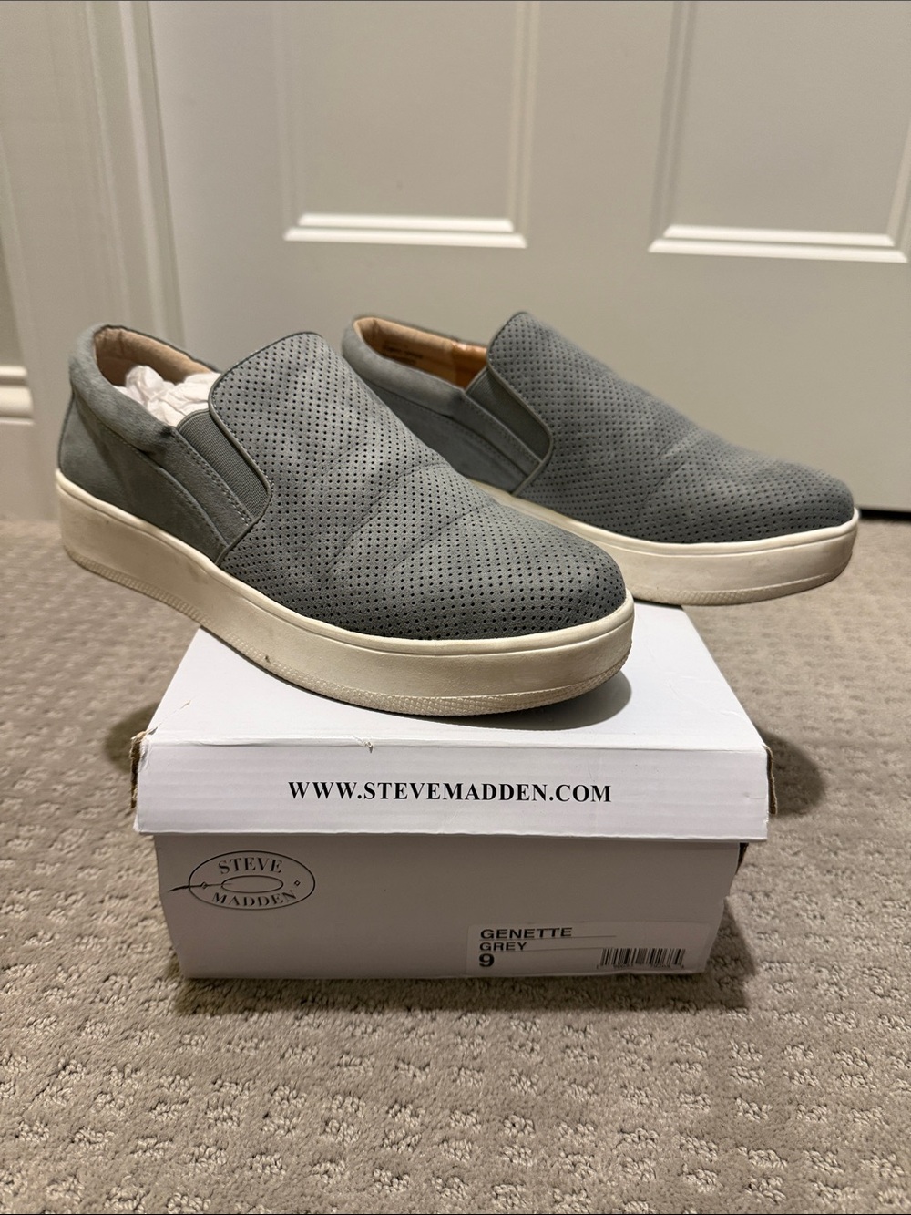 Steve Madden Grey Perforated Slip-On Sneakers